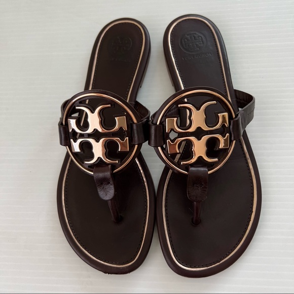 Tory Burch Shoes - Tory Burch Metal Miller Sandals Dark Brown, 7